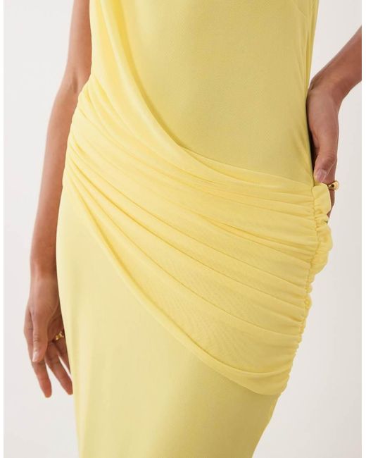 ASOS Green Mesh Halter Maxi Dress With Draped Sash Detail