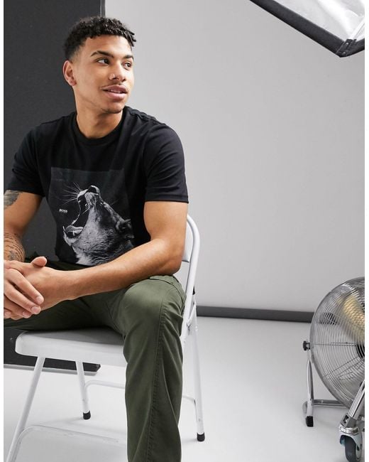 Troaar 2 - T-shirt à imprimé lion BOSS by Hugo Boss pour homme en coloris Black