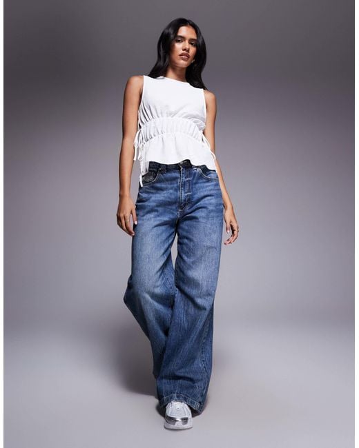 ASOS White Tie Side Ruched Detail Top