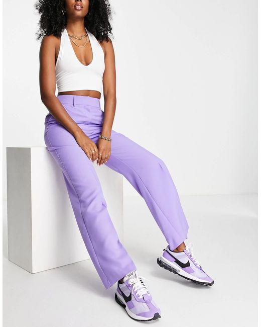 ASOS Purple Relaxed Wide Leg Flare Trousers