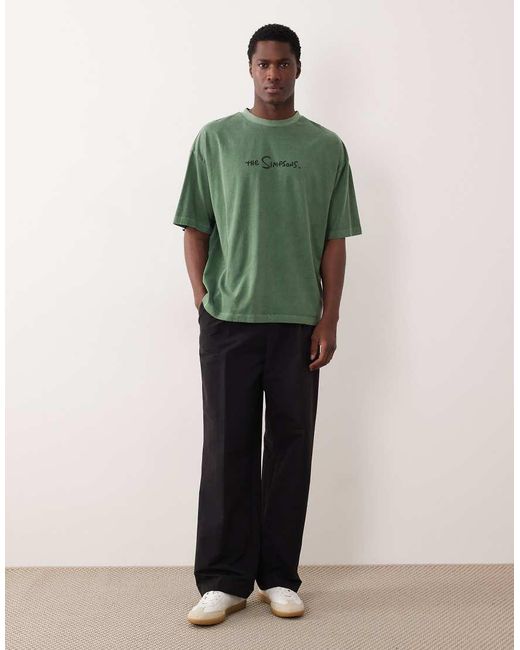 T-Shirt Oversize Con Stampa Dei Simpson di ASOS in Green da Uomo