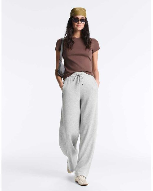 Oysho Brown Fitted Rib Cotton Blend T-Shirt