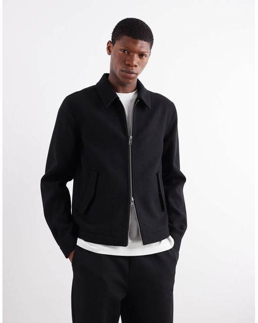 ASOS Blue Harrington Wool-look Jacket for men