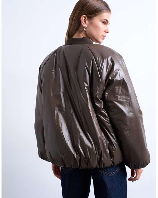 TOPSHOP Multicolor High Shine Padded Bomber Jacket