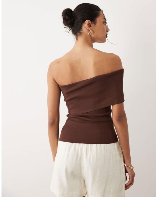 Mango Brown One Shoulder Top