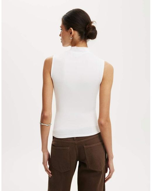Cotton On White Mock Neck Tank