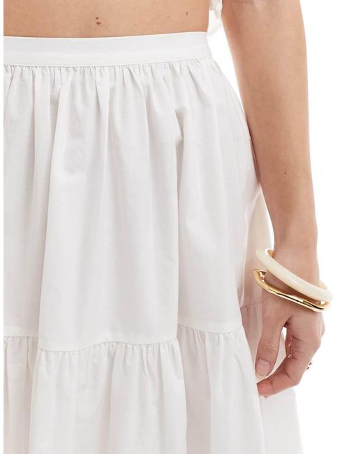 ASOS White Tiered Boho Maxi Skirt