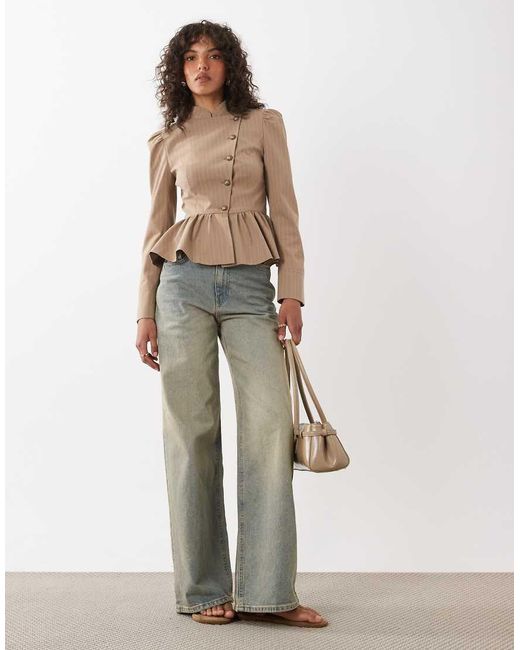 Miss Selfridge Brown Asymmetric Military Jacket