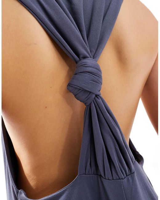 ASOS Blue Sleeveless Knot Detail At Back Maxi Dress