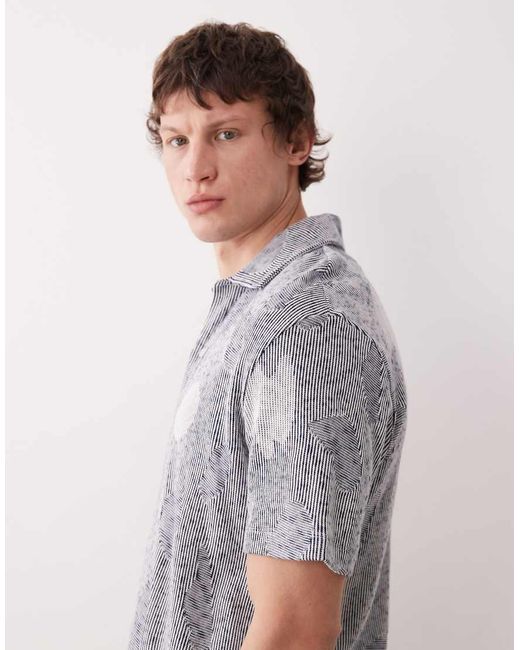 Farah Gray Stoker Short Sleeve Jacquard Knit Shirt for men