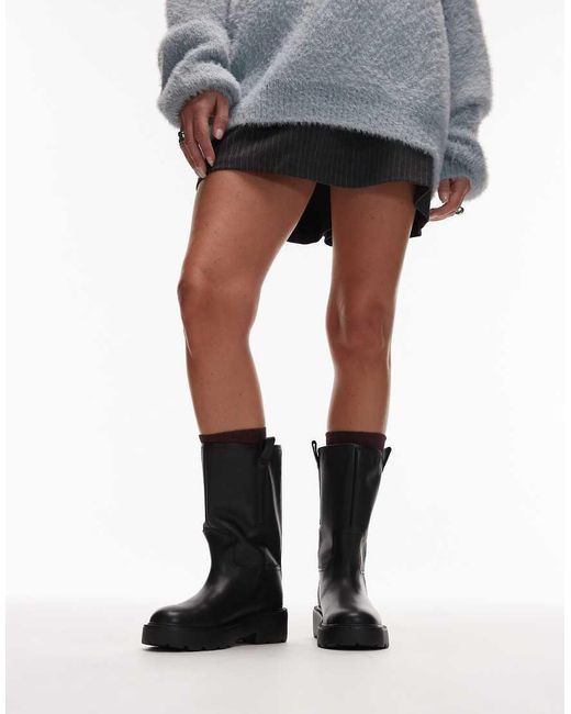 Tommy Hilfiger Black Mid Chunky Boots