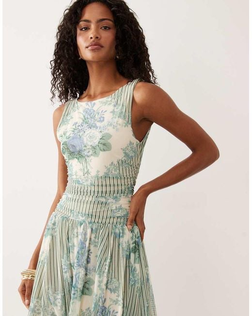 Abercrombie & Fitch Blue Plunge Neck Sleeveless Maxi Dress