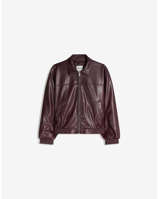 Bershka Blue Faux Leather Oversize Jacket