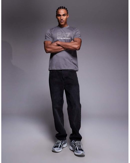 EA7 Gray Armani Logo Crew Neck T-shirt for men