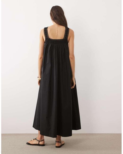 ASOS White Square Neck Lace Trim Midaxi Sundress