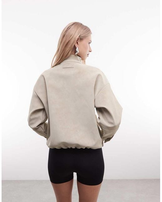 CERNUCCI Natural Faux Suede Funnel Neck Jacket