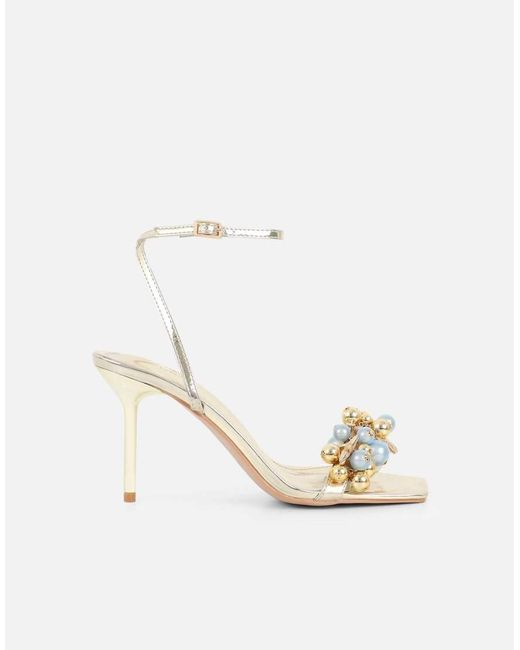 SIMMI Natural Priyanka Bead Detail Heeled Sandals
