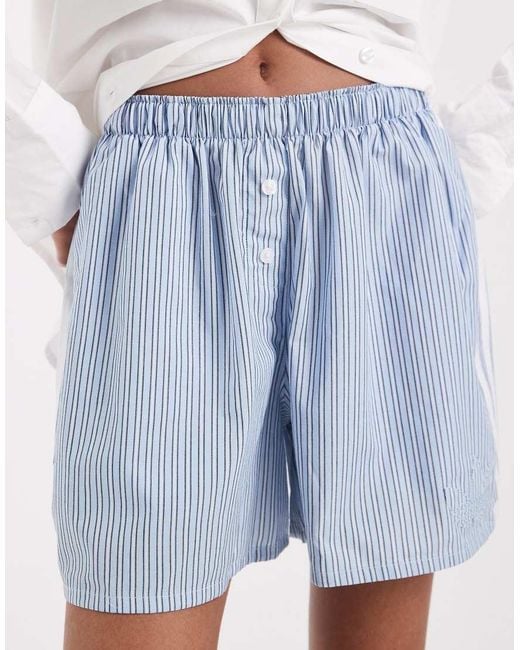 Adidas Originals White Striped Boxer Style Shorts