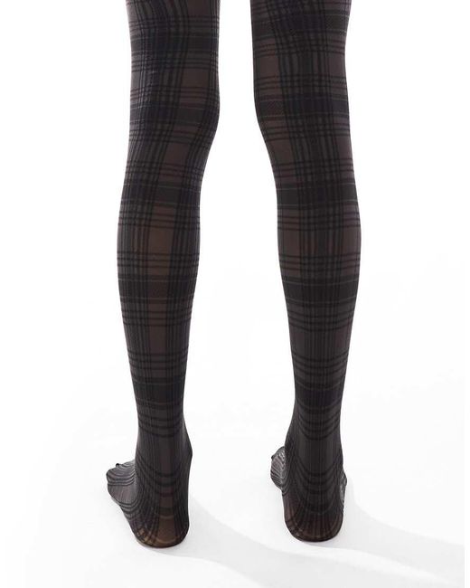 Pretty Polly Black Tartan Pattern Tights