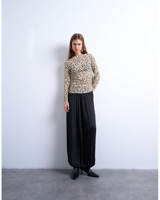 TOPSHOP White Ruched Long Sleeve Top