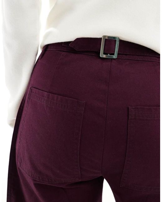 ASOS Red Horseshoe Trousers With Tab Waist Detail