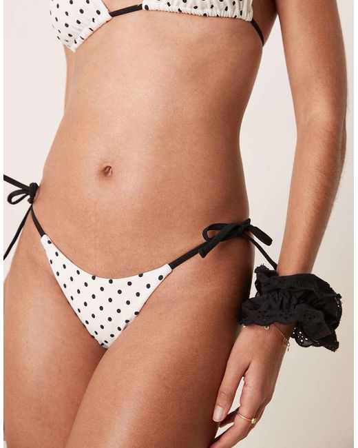 Free Society Natural Polka Dot Tie Side Bikini Bottom
