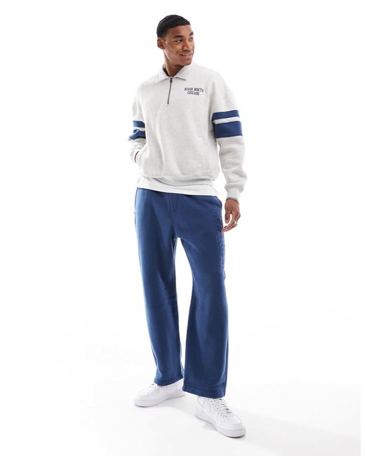 Sweat coupe carrée à col à revers zippé et motif Hollister pour homme en coloris Blue