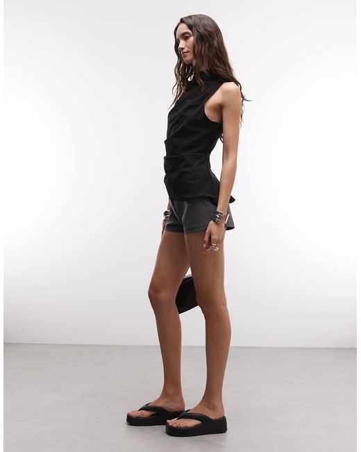 Weekday Black High Neck Asymmetric Top