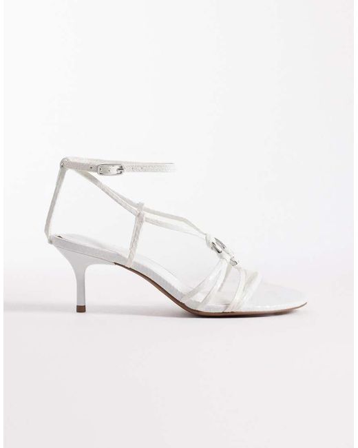ASOS White Hideaway Ring Detail Strappy Kitten Heeled Sandals