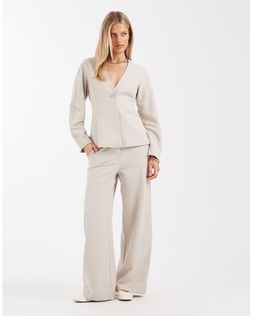Pieces Natural Tailored Cinched Waist Blazer Co-ord