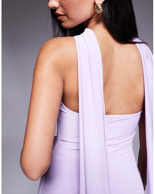 Fashionkilla Purple Double Sculpted Slinky Scarf Detail Maxi Dress