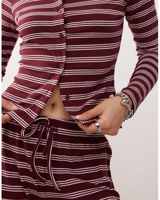 Collusion Red Fitted Rib Cardigan