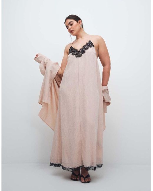 ASOS Pink Asos Design Curve Cami Lace Detail Maxi Sundress