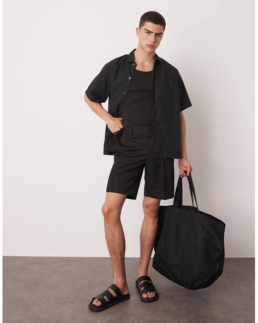 ASOS Nette Short Met Rechte Pijpen in het Black voor heren