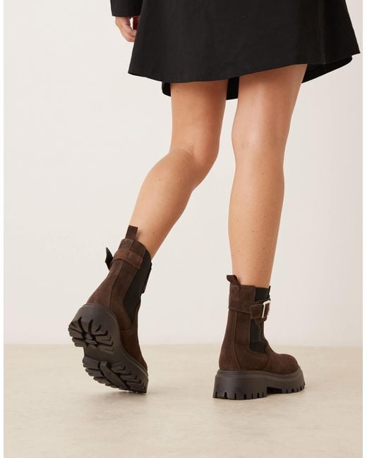 ASOS Black – astrid – chelsea-stiefel aus echtem wildleder