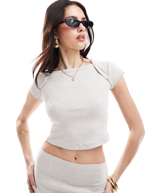 4th & Reckless White Wide Neck T-shirt Co-ord