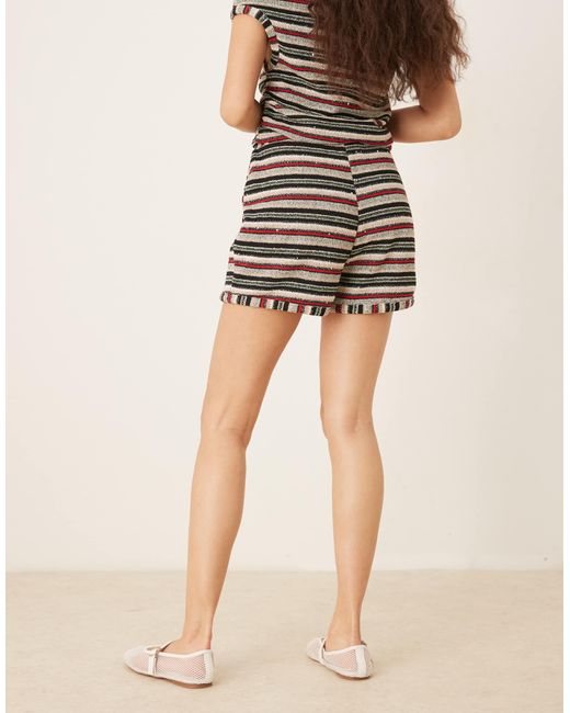 Short d'ensemble en maille à rayures et sequins - rouge ASOS en coloris Natural