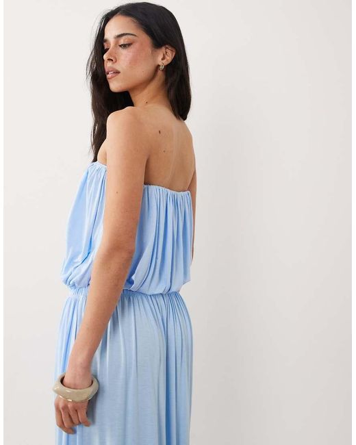 ASOS Blue Bandeau Ruched Co-ord Crop Top