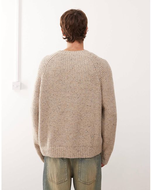 Pull oversize en laine mélangée - beige moucheté Weekday pour homme en coloris Natural