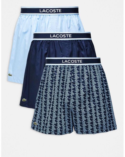 Lacoste – 3er-pack gewebte boxershorts in Blue für Herren
