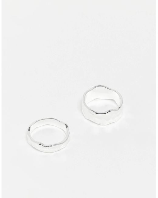 Weekday Natural Hammered Ring 2-pack