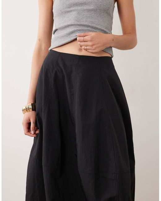 ASOS Black Structured Cargo Barrel Midi Skirt