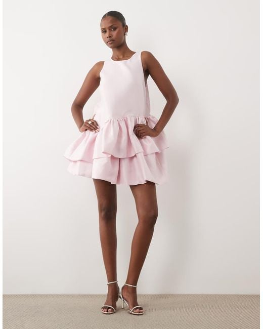 Y.A.S Pink Sleeveless exaggerated Asymmetric Ruffle Hem Mini Dress