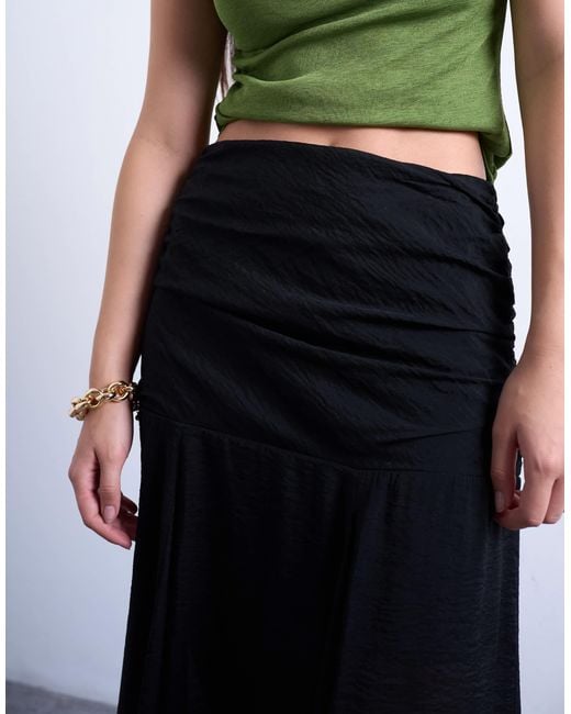 TOPSHOP White Dropped Waist Draped Fabric Maxi Skirt