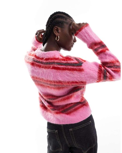 Maglione Girocollo A Righe Rosa E Rosse di JJXX in Pink