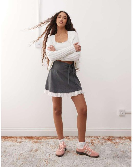 Miss Selfridge Gray Tailored Ruffle Hem Mini Skirt