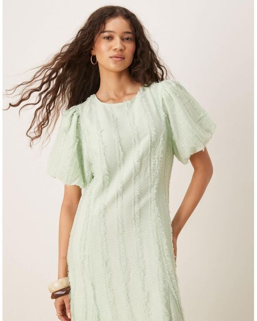 Y.A.S Natural Textured Puff Sleeve Maxi Dress