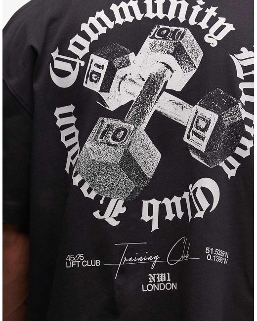 4505 Black Heavyweight Cotton Oversized T-Shirt With Back Graphic And Quick Dry Finish for men