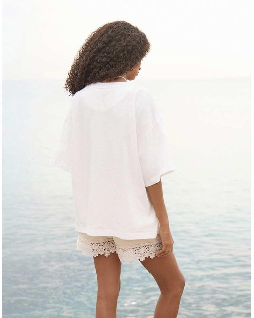 4th & Reckless White Cotton Shell Graphic Oversized T-shirt
