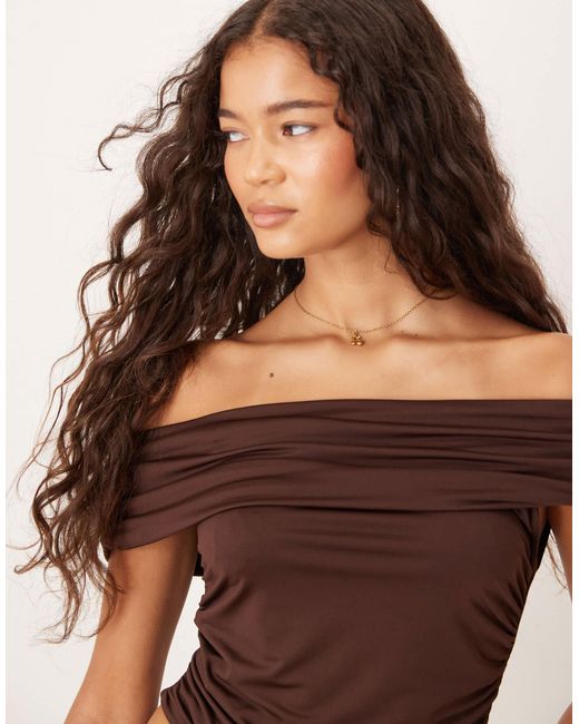 ASOS Brown Mix & Match Ruched Bardot